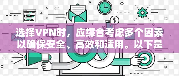 选择VPN时,应综合考虑多个因素以确保安全、高效和适用。以下是一步步的推荐和建议 选择VPN时,应综合考虑多个因素以确保安全、高效和适用。以下是一步步的推荐和建议
